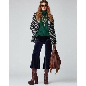NWOT RD Style Zebra Polyester Wool Blend Coat Unlined S
